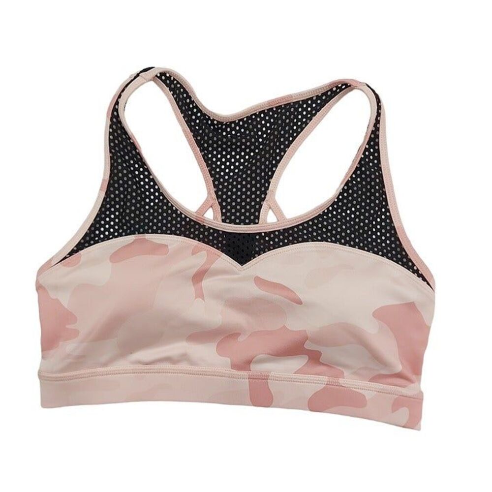 Hollister Cali Sport Sport Bra Womens Small Pink Camo Racerback Mesh Athletic